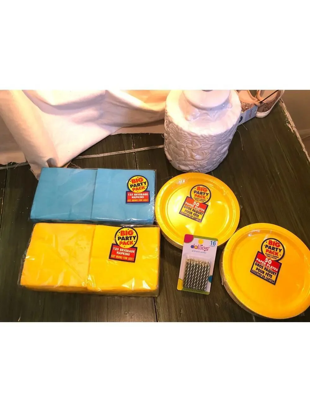 Dallies NEW Blue and Yellow Party Pack - Napkins, Small Plates, Candles